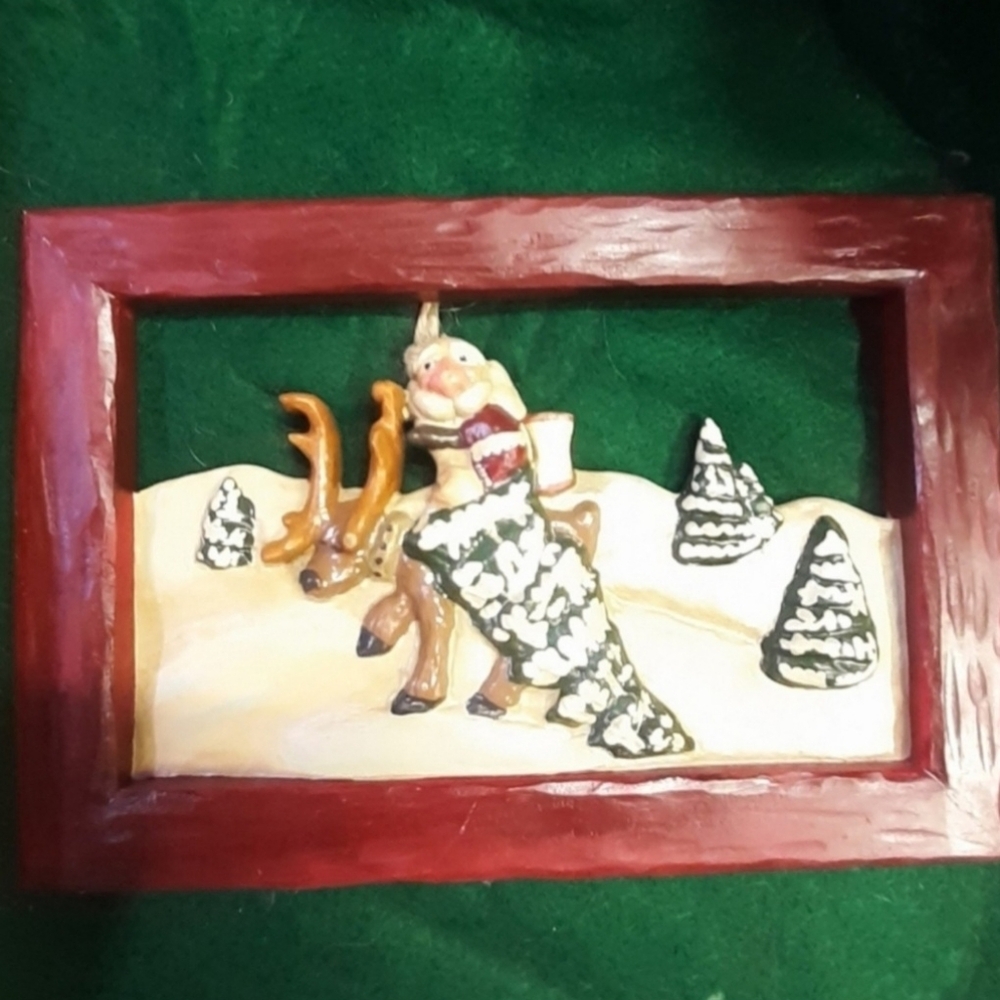 Festive Santa and Reindeer Frame